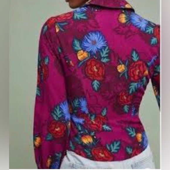 NWOT Anthropologie tie-up blouse. By Moulinette Soeurs. Sz 6. So colorful !! - Picture 6 of 10